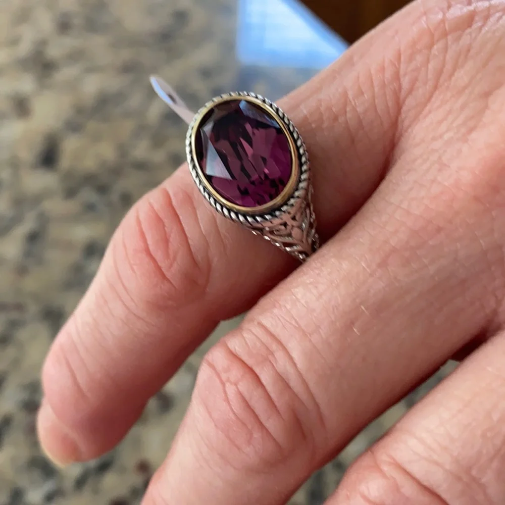 05:08.  Bleu * Sage Sterling Silver & 14K Amethyst Ring